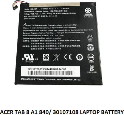 SOLUTIONS-365 COMPATIBLE 30107108 LAPTOP BATTERY FOR ACER TAB 8 A1840, ICONIC TAB 8 A1-840 SERIES 3 Cell Laptop Battery