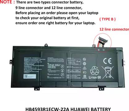 SOLUTIONS-365 COMPATIBLE HB4593R1ECW-22 A (12 LINE CONNECTOR) BATTERY FOR Huawei MateBook X Pro 2020 4 Cell Laptop Battery
