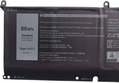 SOLUTIONS-365 70N2F, M59JH, 69KF2 86WH BATTERY FOR DELL ALIENWARE M15 R3 P87F M17 2020 6 Cell Laptop Battery