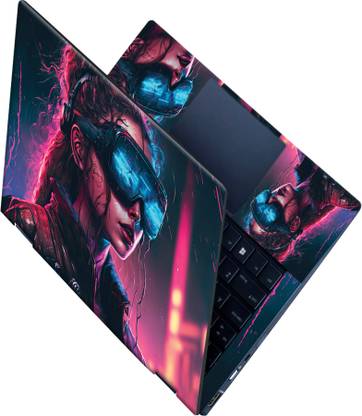 SCOTLON All Panel_Smartgirl with VR headset_Premium Laptop Skin Vinyl Laptop Decal 15.6