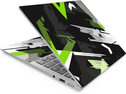 Anweshas Green Black Art Full Panel Laptop Skins Upto 15.6 inch - No Residue, Bubble Free - Removable HD Quality Printed Vinyl/Sticker/Cover Self Adhesive Vinyl Laptop Decal 15.6