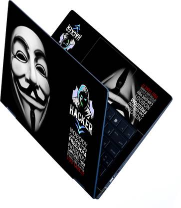 dzazner Full Body Laptop Skin For 14 to 15.6 inch Laptop - Hacker Face No Body Quotes Self Adhesive Stretched Vinyl Laptop Skin Compatible for 15.6 inch