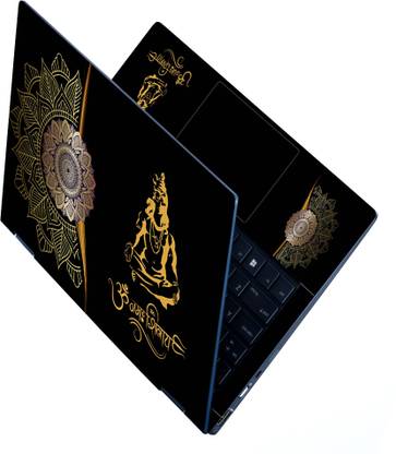 Anweshas Full Body UV Laptop Skin for 15.6 inches - UV_Om Namah Shivay Golden Mandla Art Premium Stretched Vinyl Laptop Decal 15.6
