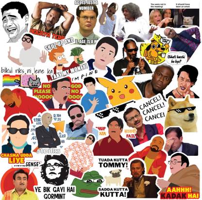 CodersParadise Pack of 61 Funny Meme Sticker For Laptop, Phone Case, Journal Non-Terable Laptop Skin Compatible for 15.6 inch
