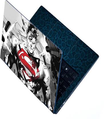Anweshas Full Body Laptop Skin For 14 to 15.6 inch Laptop - Red Superman Black and White Self Adhesive Stretched Vinyl Laptop Skin Compatible for 15.6 inch