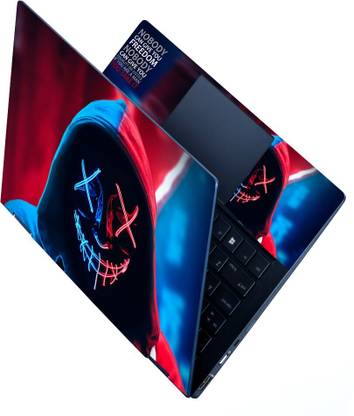 Anweshas Full Panel Laptop Skins Upto 15.6 inch - No Residue, Bubble Free - Removable HD Quality Printed Vinyl/Sticker/Cover for Dell-Lenovo-Acer-HP (red blue Design hacker anonymous) Self Adhesive Vinyl Laptop Decal 15.6