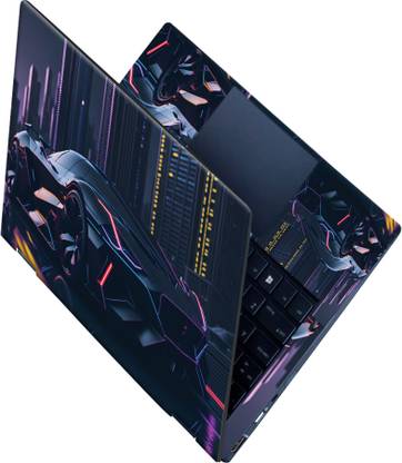 SCOTLON All Panel_Neon car AI generative_Premium Laptop Skin Vinyl Laptop Skin Compatible for 15.6 inch