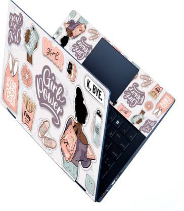 Full Panel Laptop Skin Decal Sticker Vinyl Fits Size Upto 15.6 inches - Girl Power Self Adhesive Vinyl Laptop Decal 15.6