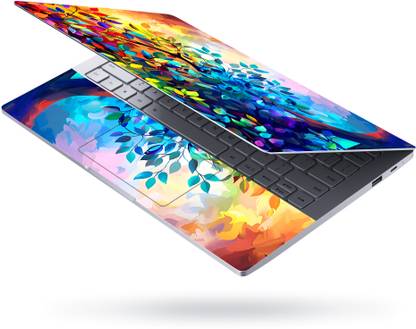 Flipkart SmartBuy Combo of Full Body Laptop Skin and Mouse Pad - Abstract Rainbow Tree No Residue Removable Self Adhesive Vinyl Reusable Laptop Skin Compatible for 15.6 inch