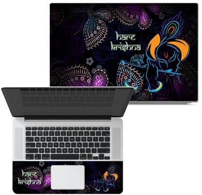 dzazner Full Panel Laptop Skins Upto 15.6 inch - No Residue, Bubble Free - Removable HD Quality Printed Vinyl/Sticker/Cover for Dell-Lenovo-Acer-HP - Lord Krishna Butterfly Self Adhesive Vinyl Reusable Laptop Skin Compatible for 15.6 inch