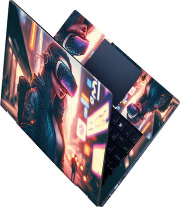 SCOTLON All Panel_Modern girl with VR headset_Premium Laptop Skin Vinyl Laptop Skin Compatible for 15.6 inch