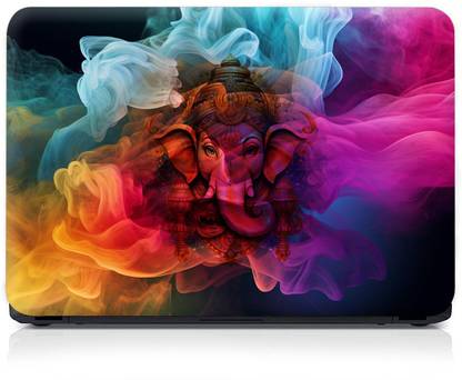 Anweshas Laptop Skin Fits Laptops Size Upto 15.6 inches - Ganesha Blur Image Smoke Self Adhesive Vinyl Reusable Laptop Skin Compatible for 15.6 inch