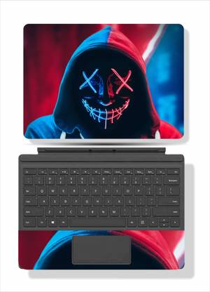 printern LED Light Up Mask, Red and Blue, Scary Grinning Design Laptop skin Latex vinyl print Laptop Skin Compatible for 15.5 inch