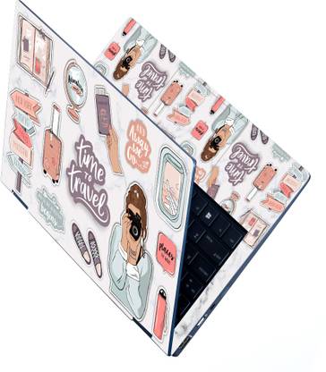 Anweshas Full Body Laptop Skin Sticker - Time to Travel Girl Camera Self Adhesive Stretched Vinyl Laptop Decal 15.6