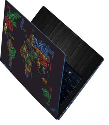 INDIA SHOPERS Full Body Laptop Skin For 14 to 15.6 inch Laptop - World Map Multicolor Self Adhesive Stretched Vinyl Laptop Skin Compatible for 15.6 inch