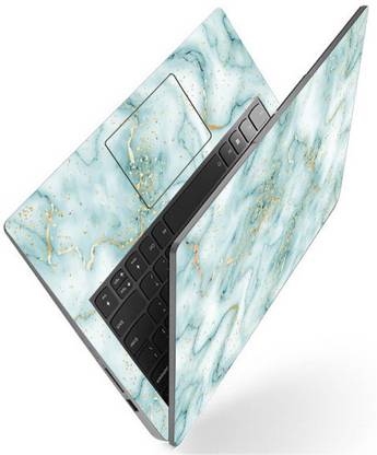 Techfit Full Body Laptop Skin Fits Size Upto 15.6 Inches - Golden Effect Green White Premium Stretched Vinyl Laptop Skin Compatible for 15.6 inch