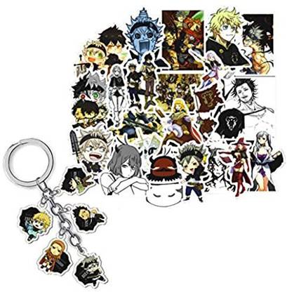 Kilmila Black Clover Anime Stickers 50Pcs(With Anime A Set Of Five Characters Black Stylus