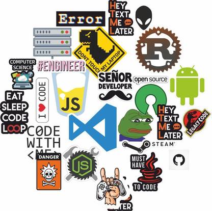 Yuckquee Coding Programming Laptop Stickers for Laptops, Car, Motorcycle(25 pcs). Vinyl Laptop Decal 15.6
