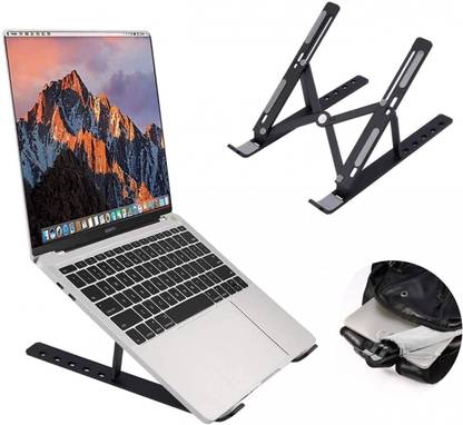 Bitline Aluminum Alloy Adjustable stand,Portable stand, Foldable laptop Ergonomic LAPTOP_STAND_BLACK Aluminium Desk Stand Laptop Stand with Adjustable Height Compatible with 26 - 35 cm Laptops