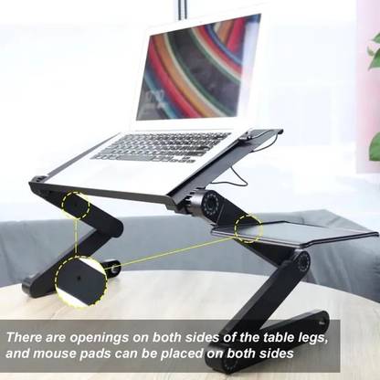 DeoDap Modern Portable Foldable Laptop Holder Notebook Desks Lap 2 Built in Cooling Fan Aluminium Desk Stand Rotatable Laptop Stand with Adjustable Height Compatible with Universal Laptops