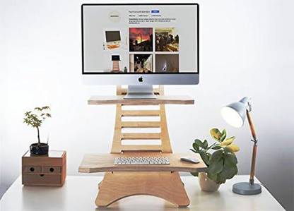 peelorange Transform Your Workspace with the Ergonomic Wooden Standing Desk Wooden Standing Desk Converter - Adjustable Height Desk Riser for Home Office Wooden Desk Stand Laptop Stand with Adjustable Height Compatible with Universal Laptops