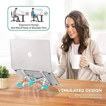 Plixio N3 Aluminium Desk Stand Laptop Stand with Adjustable Height Compatible with Universal Laptops
