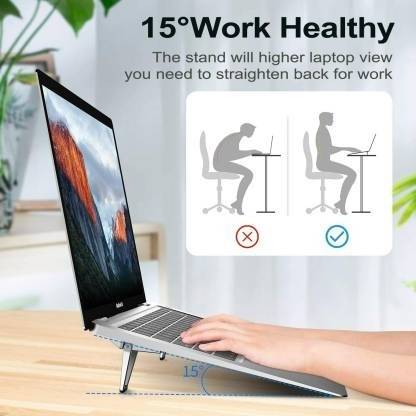 HOIGADGETS Premium Metal Folding Portable Laptop Stand (lapi stand) Tabletop base Risers for Lapto,Keyboard & Tablet Laptop Stand Aluminium Floor and Desk Stand Laptop Stand Compatible with Universal Laptops