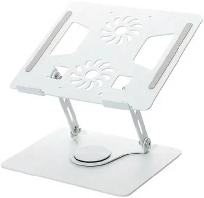 SunPro 360 Degree Rotating Foldable Laptop Riser Holder Aluminum Alloy Portable Laptop Cooling Stand With Double Fans. Aluminium Floor and Desk Stand Rotatable Laptop Stand with Adjustable Height Compatible with 40 - 44cm Laptops