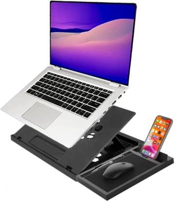 MAINDAIS 6 in 1 Laptop Stand + Mouse PAD + Mobile Stand + Book Stand + TAB Stand with MacBook Notebook Tablet Tray Desk Table Book with Pan Holder Laptop Stand