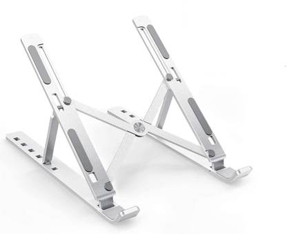 ANY KART Aluminum Alloy Adjustable, Portable, Foldable, Ergonomic, Tablet Best Buy Laptop Stand, Tablet Stand Multi- Angles Aluminum Foldable Portable Aluminium Floor and Desk Stand Rotatable Laptop Stand with Adjustable Height Compatible with Universal Laptops