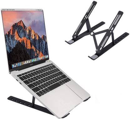Dimore aluminium foldable laptop stand 01 Aluminium Floor and Desk Stand Rotatable Laptop Stand with Adjustable Height Compatible with 26 - 35 cm Laptops
