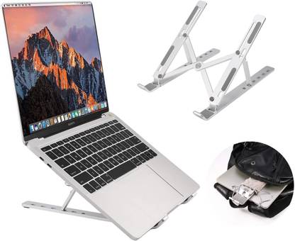 kunjsale Height Adjustable Aluminum Frame Foldable Portable Laptop Stand ks-Laptop Stand Aluminium Desk Stand Laptop Stand with Adjustable Height Compatible with Universal Laptops