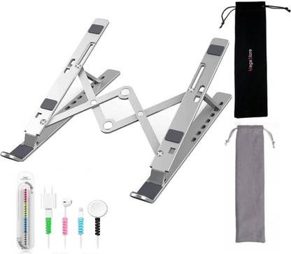 MegaStro Laptop Stand with 7 Adjustable Angles, Aluminum Foldable Portable 6-17.3 Pro-Edition With Wire Protectors And Pouch Laptop Stand