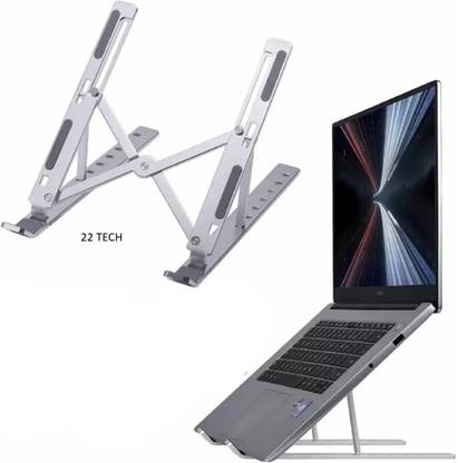 22 TECH LAptop Stand For All Laptop Size up to 17 inch laptop mac and windows laptop Aluminium Floor and Desk Stand Rotatable Laptop Stand with Adjustable Height Compatible with Universal Laptops