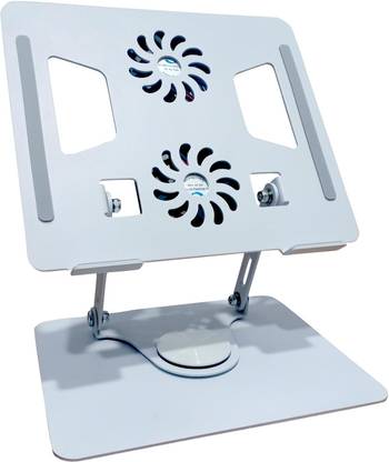 TECHGEAR Adjustable Laptop and Keyboard Stand Ergonomic Laptop Mount Laptop Stand Aluminium Tabletop Laptop Stand with Double Fan 360 Degree Rotating Foldable Laptop Stand