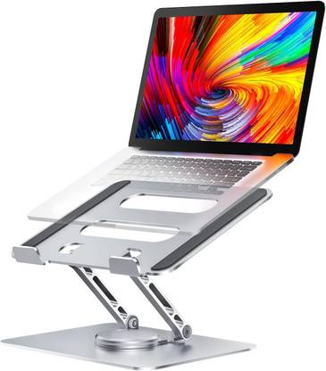 JINCO 360° Rotating Adjustable Tablet Stand - Aluminum Foldable Stand for Desk/Table Aluminium Floor and Desk Stand Rotatable Laptop Stand with Adjustable Height Compatible with 26 - 35 cm Laptops