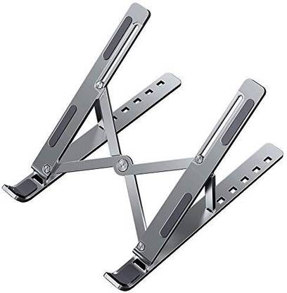 RLEST Premium Aluminum Laptop Stand - Foldable & Portable for All Notebooks , Adjustable Height & Anti-Slip Design for MacBook, Dell, HP, Lenovo & More Aluminium Desk Stand Laptop Stand with Adjustable Height Compatible with Universal Laptops