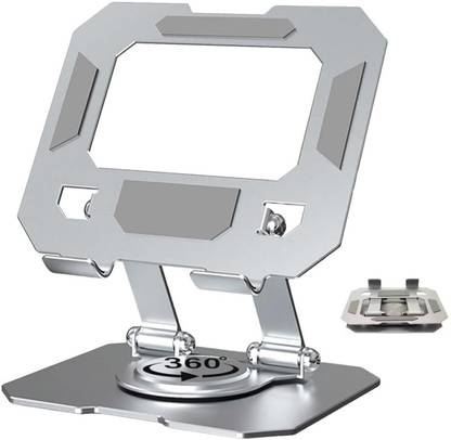 Bitline Rotating Base Aluminum Tabletop Ergonomic Foldable Portable Laptop Stand 360° Rotating Ergonomic Laptop Stand: Adjustable Height Multi-Angle Foldable Aluminium Desk Stand Rotatable Laptop Stand with Adjustable Height Compatible with 26 - 35 cm Laptops