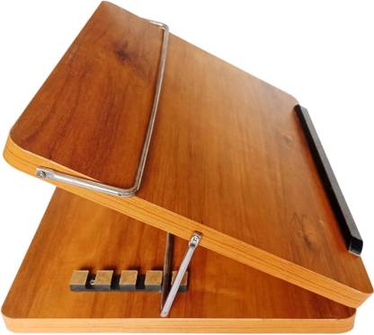 Goodwill Tech Premium Teak Wooden Table top Desk Elevator for Office Wooden-Teak-15x21Inch Wooden Desk Stand Laptop Stand with Adjustable Height Compatible with Universal Laptops