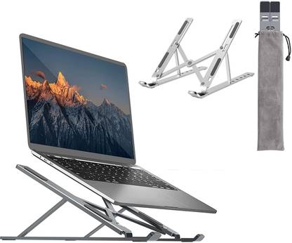 vnz Laptop Stand | Portable Stand | Foldable Laptop Stand | 7 Angle Adjustable Hight Iron Desk Stand Rotatable Laptop Stand with Adjustable Height Compatible with Universal Laptops