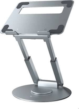 Portronics My Buddy K8 Laptop Stand with 360° Rotating Base Multiple Elevation Levels, Aluminum Body, Posture Support, Aluminium Desk Stand Rotatable Laptop Stand with Adjustable Height Compatible with Universal Laptops