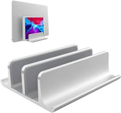 Techzere Vertical Laptop Stand, Aluminum Dual Laptop Holder with Adjustable Dock Aluminium Desk Stand Laptop Stand Compatible with Universal Laptops