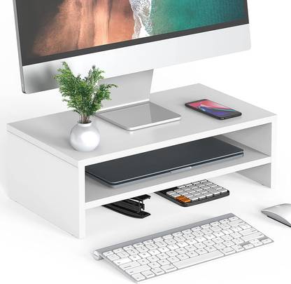 UniShop Desk Organizer 2 Tiers Wooden Computer Monitor Laptop Stand Riser with Storage Shelf Laptop Stand