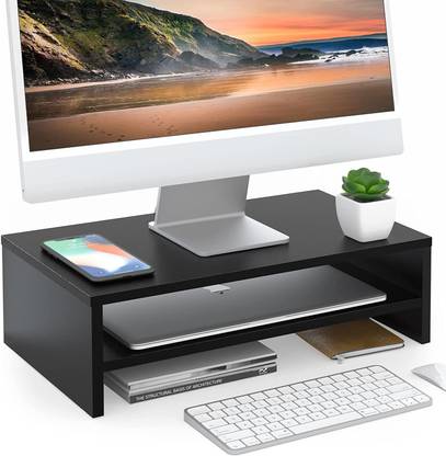 UniShop Desk Organizer 2 Tiers Wooden Computer Monitor Laptop Stand Riser with Storage Shelf Laptop Stand