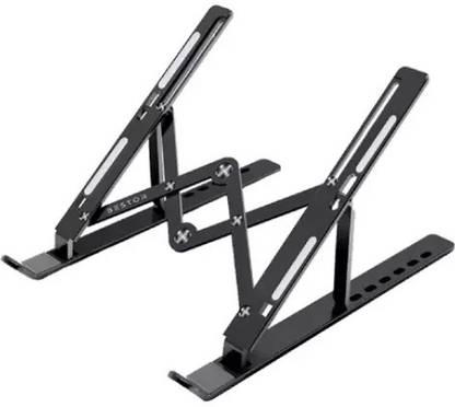 BRICKHEAD BLACK LAPTOP STAND Aluminum Alloy Adjustable, Portable, Foldable, Ergonomic, Tablet Laptop Stand_01 Aluminium Floor and Desk Stand Laptop Stand with Adjustable Height Compatible with Universal Laptops