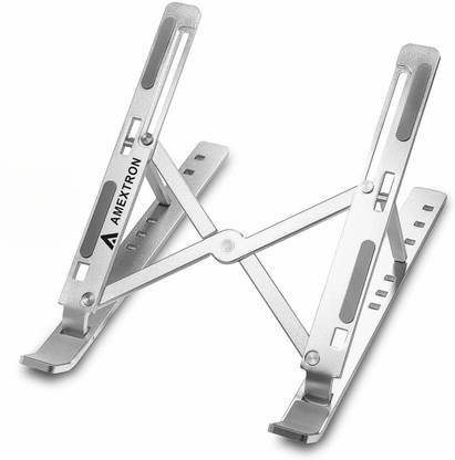 AMEXTRON Aluminium Laptop Stand Adjustable Computer Stand ALS Fold Adjustable with Cable Protectors Aluminium Desk Stand Laptop Stand with Adjustable Height Compatible with 36 - 39cm, 26 - 35 cm Laptops