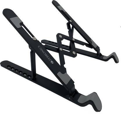 ZEBRONICS ZEB NS-1500 laptop stand with 7 Angles adjustable Tabletop(BLACK) Plastic Floor and Desk Stand Laptop Stand with Adjustable Height Compatible with Universal Laptops