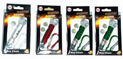 deepak badkur 3 in 1 Laser Pointer,LaserTorch with Emergency Hazard LED Light and Key Chain Hook (Pack of 1) With 3 Button Size Cells