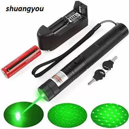 SHUANG YOU High powered Military burning Green Laser Pointer 500mn, Working Time Over 8000 Hours Rechargeable Green Laser 303 Pointer Party Pen Disco Light 5 Mile + Battery (532 nm, Green)