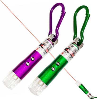 KC FAST Pack of 2 Laser Pointer and 2 Colour LED Flash Light Laser Torch Key Chain